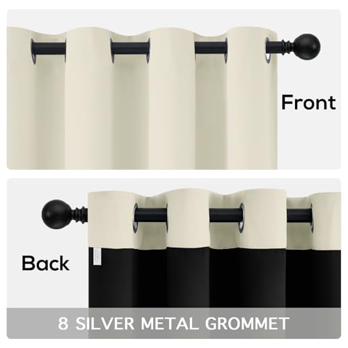 Yakamok 100% Blackout Curtains for Bedroom 84 Inch Length, Total Light Blocking Drapes with Black Backing, Thermal Insulated Solid Grommet Panels for Living Room, 2 Panels, 52Wx84L,Cream - Image 6