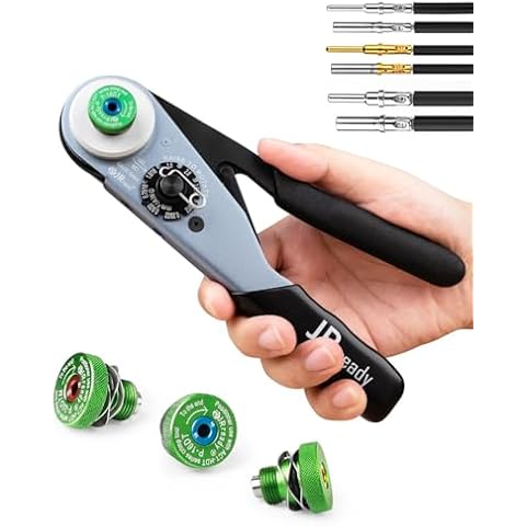 JRready Deutsch Crimp Tool ST2169 Deutsch Crimping Tool for DT,DTM,DTP and Amphenol AT ATP ATM Series Size 16 20 12 Solid Pin&Soc Contacts,Closed Barrel Crimp Tool with Three Positioners Cover
