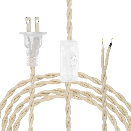 uxcell 6Ft 18/2 Twisted Cloth Covered Lamp Cord,Electrical Wire,Beige