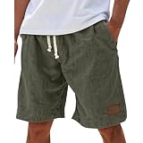 DENGJIAMY spodenki na co dzień dla mężczyzn moda letnia klasyczne proste proste szorty męskie plażowe spodnie wakacyjne sznurek elastyczny pas krótkie, Zielony wojskowy, 5XL