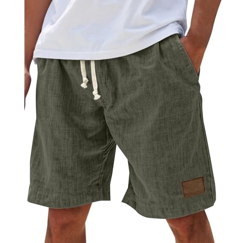 DENGJIAMY spodenki na co dzień dla mężczyzn moda letnia klasyczne proste proste szorty męskie plażowe spodnie wakacyjne sznurek elastyczny pas krótkie, Zielony wojskowy, 5XL