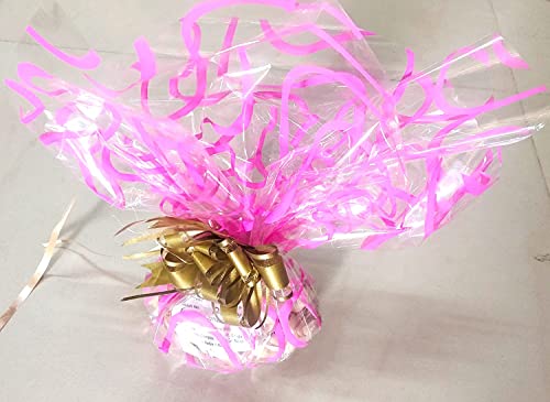 Image of 3A Featuretail 20 Inch x 26 Inch Multipurpose BOPP Transparent Cellophane Sheets For Flowers Bouquet, Gift Wrapping, Dry Fruits Baskets Hampers (50 Sheets, Pink Wave Design Print)