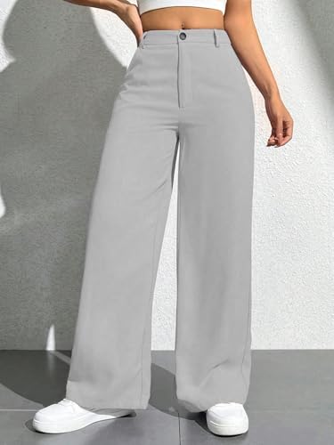 Image of Toochki Trousers for Woman Pants Women's Formal Office Korean | Beige Black Track Pant | Straight | Cotton Spandex Stretchable Trouser | High-Waisted Bottom Wear