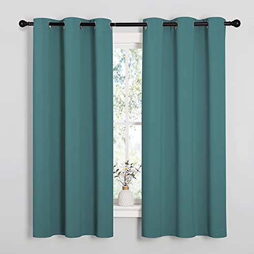 NICETOWN Thermal Insulated Solid Grommet Blackout Curtains/Drapes/Panels for Dining Room (Sea Teal, 1 Pair, 42 by 63-Inch) Sea Teal 42"W x 63"L (Pack