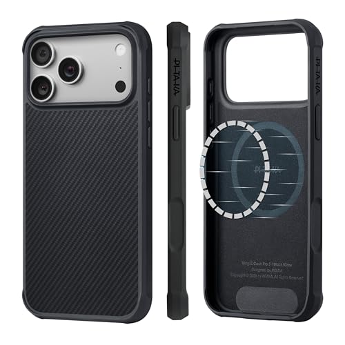 pitaka Custodia per iPhone 17 Pro Max Custodia protettiva magnetica compatibile con MagSafe Cover sottile in fibra aramidica e TPU con protezione integrale [ProGuard Militare] Nero