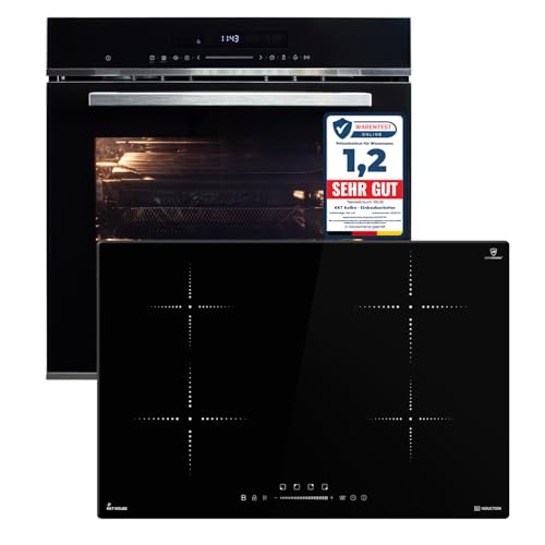 KKT KOLBE | Autarkes Herdset | 60cm Einbaubackofen EB8017ED | 77cm Induktionskochfeld IH87704RL | Katalyse | Pizzafunktion | Grill | Umluft | Heißluft | Automatik-Timer | Airfry | SET8017IH877RL