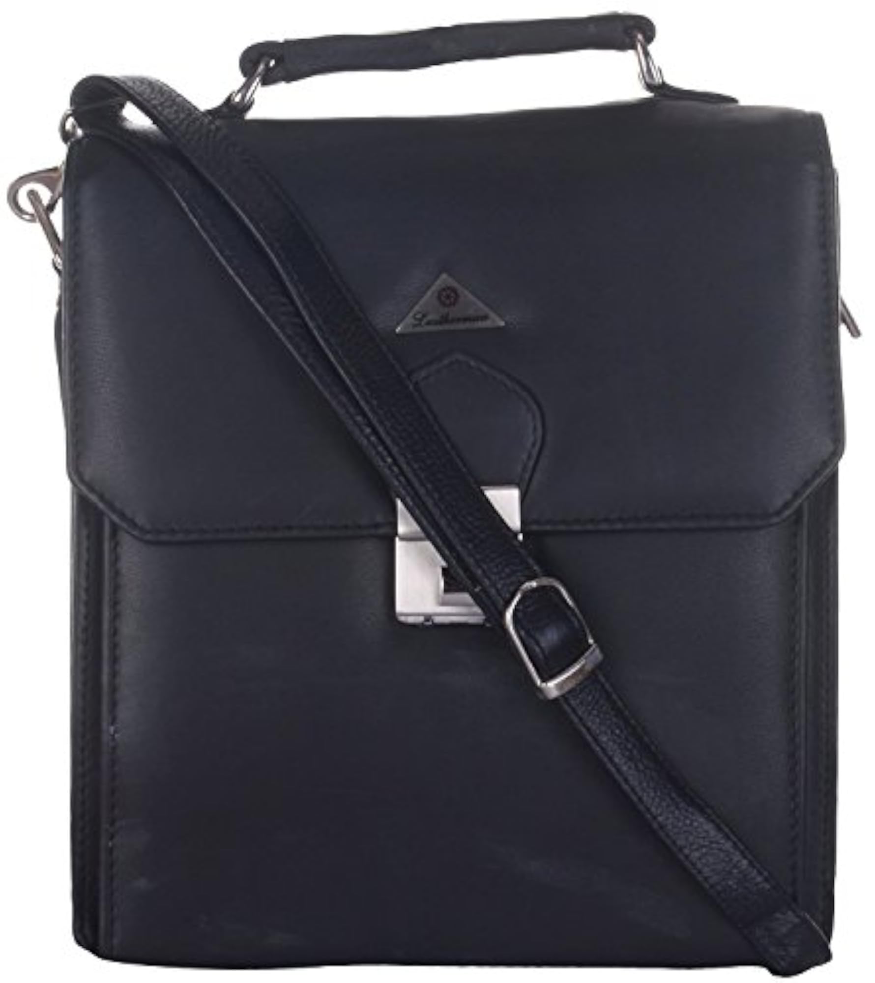 Genuine Leather Men's Cross-Body Bag, Black