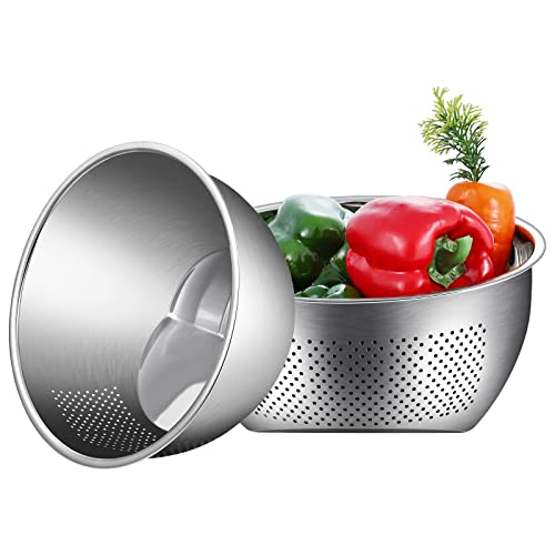 Joyoldelf Stainless Steel Rice Washing Bowl, Versatile 3-In-1 Colander And Kitchen Strainer With Side Drainers For Rice, Vegetables & Fruit Medium #TOP23