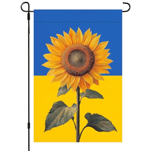 Ukraine Burlap Garden Flag Sunflower Ukrainian Flags 12X18 Inch
