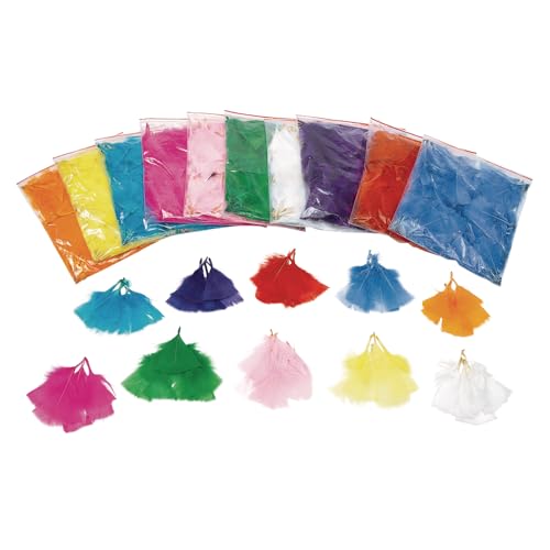 Colorations Solid Color Craft Feathers Classroom Pack, 5 oz – Variety Pack of Colorful Feathers for Arts & Crafts – Classroom Supplies for School and Learning at Home