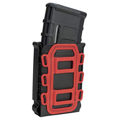 Idogear Rifle Magazine Pouch 5.56Mm Mag Pouch 7.62Mm Molle Fastmag Softshell Mag Carrier For M4/Ar/Ak Rifle Magazines (Black-Red(Molle Clips Version)) #TOP1
