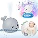 O-Kinee Juguetes de Baño para Bebés, Rociador de Ballena de Inducción Automática Juguetes Divertidos, Juguete de Agua, Juguete Sensorial de Rociado de Agua 2 en 1, Juguete de Fuente Musical (Gris)