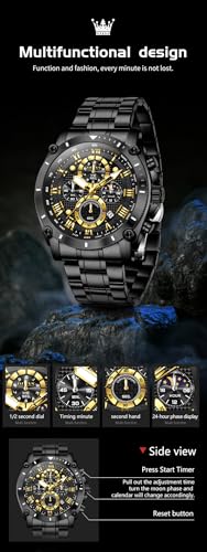 Image of OLEVS Men Watches Chronograph Analog Quartz Fashion Gold Stainless Steel Waterproof Date Wrist Watch for Men
