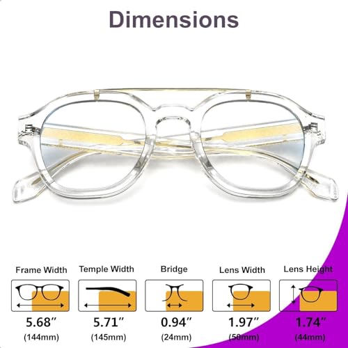 Image of VISOONE Retro Round Anti Eyestrain Metal Medium Eyewear Blue Light Blocking Glasses for Computer Gaming Women Man SANFORD