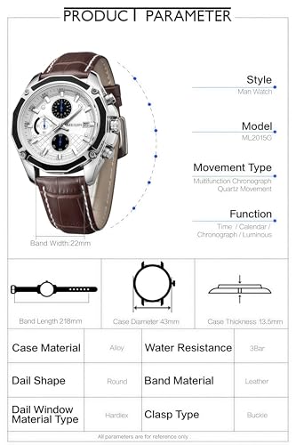 Image of The Watch Company Men's Analog Watch | Formal & Casual Watch | 3 Chronograph (Hour,Minute,Second) with Date Feature | Classic White Dial With Brown Leather Strap | Adjustable Leather Strap Watch | Strong Luminous | 30 Meter Water Resistant