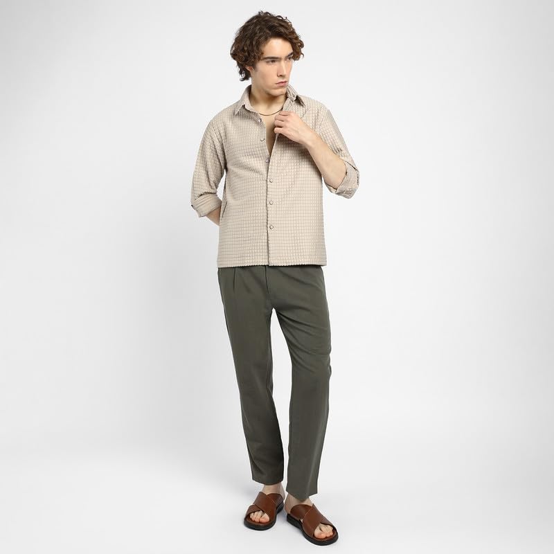 Image of CAHOOT Men's Shacket for Casual Wear | Spread Collar | Long Sleeve | Button Closure | Overshirt /Shacket Crafted with Comfort Fit for Everyday Wear