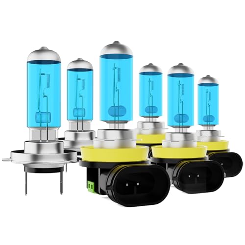 Image of Headlight Bulbs Fit For Ford Fusion 2006-2018,H7 H11 H11 High Low Beam Fog Lights 300% Ultra Brighter Halogen Headlight Bulb Combo, 6500k White Light, Pack of 6