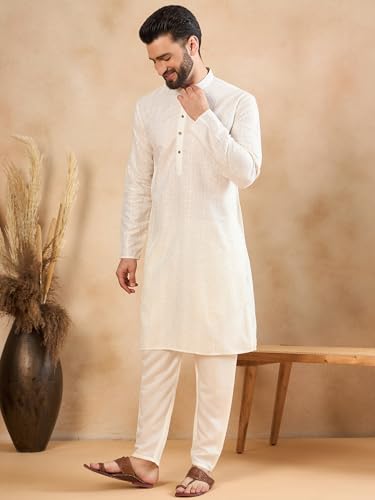 Image of Amazon Brand - Tavasya Men Linen Traditonal Regular Kurta