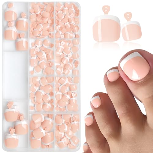AddFavor 240pc Nude Press on Toenails for Women, Fake Toe