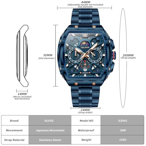 Image of OLEVS Men Watches Square Business Dress Diamond Analog Quartz Date Luxury Watch for Men Casual Stainless Steel Waterproof Luminous Wrist Watch