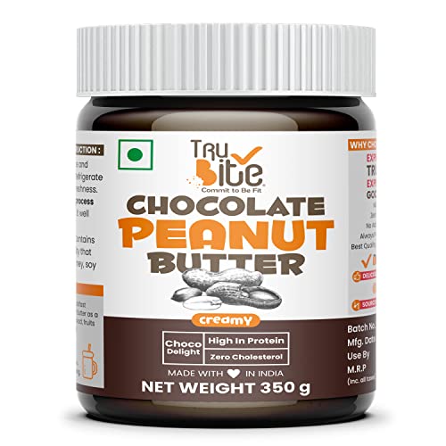 Image of Trubite Chocolate Peanut Butter (Creamy) (350g) | High in Protein | Goodness of Dark Chocolate | No Cholesterol | Rich in Antioxidant (350G)