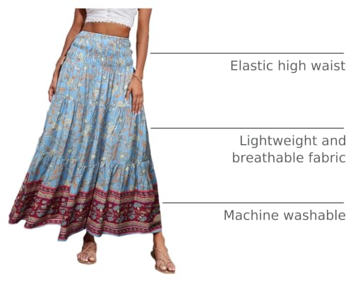 Image of CFLONGE Summer Maxi Skirts for Women 2026 Trendy Floral A Line Boho Skirt