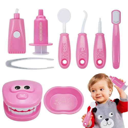 JAWUZ Juego de 9 piezas de juguetes de doctor para niños, kit de doctor para niñas, estuche de doctor para niñas, juego de doctor para niñas, juego de simulación de dentista