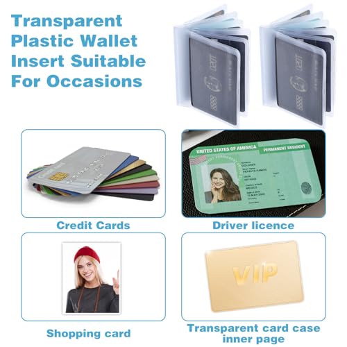 Plastic Wallet Insert, 4 Packs 6 Page Credit Card Holder Clear Wallet Photo Insert Card Picture Sleeves for Bifold4