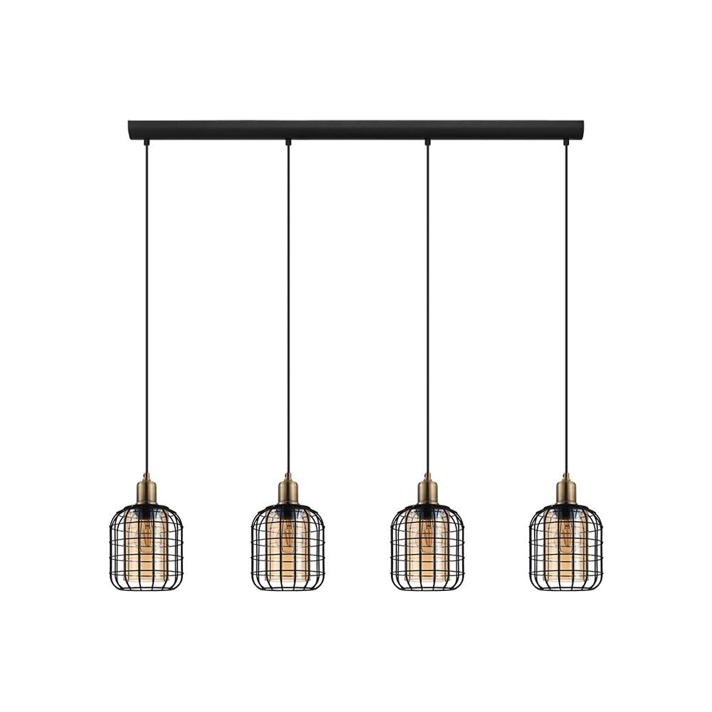 Eglo Black/Bronze/Amber Chisle Four Drop Linear Pendant In & With