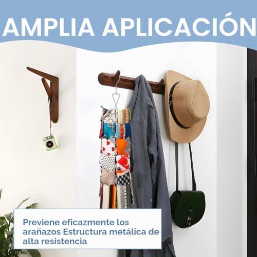 Miniatura 5 de Paquete De Percha Para Bufandas, Organizador De Bufandas Con 12 Ganchos Exhibidor De Bufandas Con Gancho Giratorio De 360 Ahorra Espacio Para Accesorios Casa Plegable Para Chales Cinturones Corbatas
