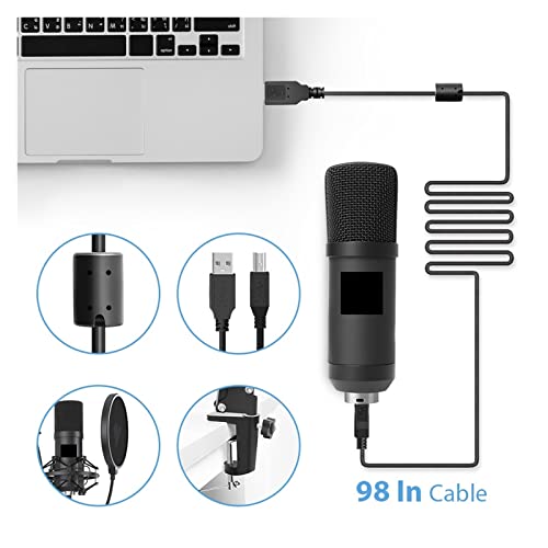 Microphone USB condensateur podcast PC et micro de table pour ordinateur