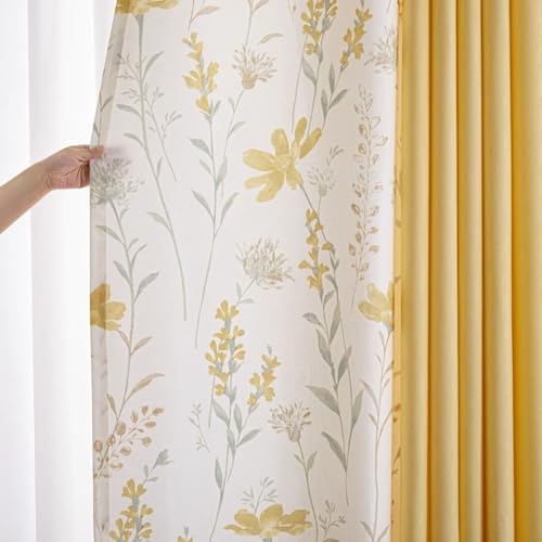 Rideau occultant chambre 137x244 polyester imprimé fleurs 2 pièces