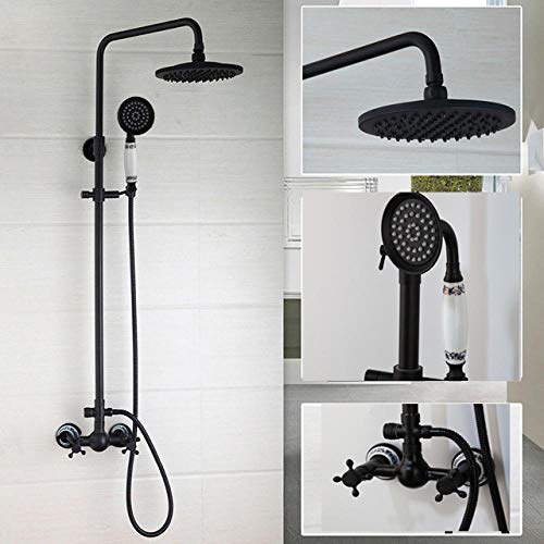 Colonne de douche noire mate avec mitigeur de baignoire chic