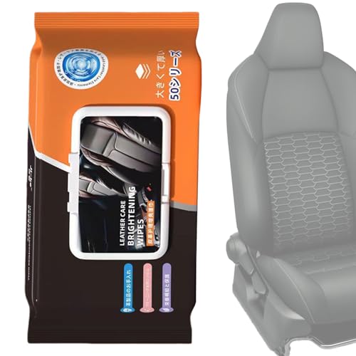 Lot de 50 lingettes d'entretien du cuir - Pour siège de camion, porte, tableau de bord, console, chaussures, bottes, sacs