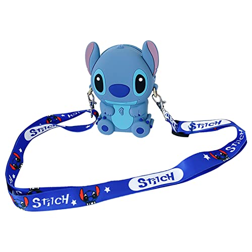 wopin Mochilas infantiles de dibujos animados, Stitch Niño Sling Bag Stitch Silicona Lindo equeño Small Bolsas Bolsa Pequeño Cambio Regalos Disney