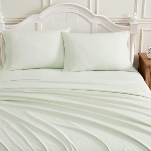Image of Laura Ashley - Cotton Percale Twin Sheet Set with Pillowcase, Deep Pocket