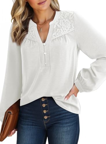 Dokotoo Womens Tops Dressy Casual Blouses Business Work Button Down Shirts V Neck Long Sleeve Shirts - image 1