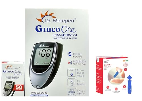 Dr.Morepen Glucometer BG-03 with 50 Strips and POCT 100 Round Lancets