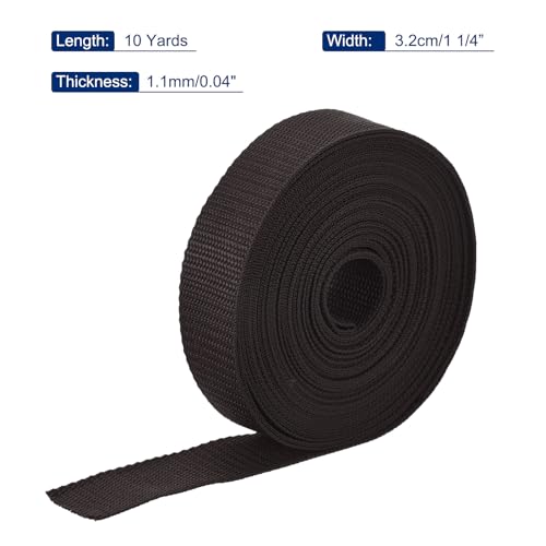 Image of MECCANIXITY Lightweight Polypropylene Webbing Strap 1 1 /4 inch 10 Yard Backpack Strapping Band Coffee for Outdoor Luggage Cargo Straps