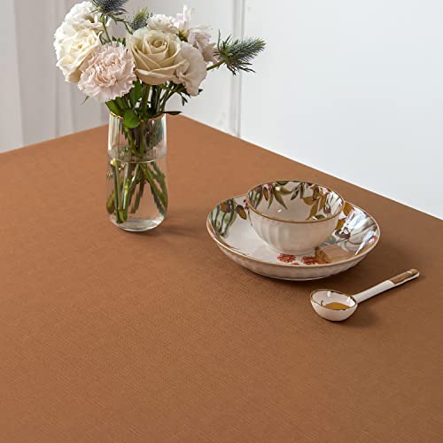 Maxmill MM-COSMO-AMBER BRONZE-60X104 Slubby Textured Rectangular Tablecloth Water Resistance Antiwrinkle Spillproof Soft Faux Linen Table Cloth thumb #2