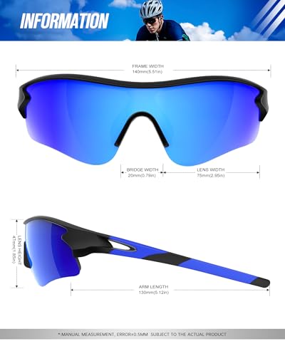 Image of KALIYADI Sports Sunglasses Polarized Sunglasses-Men: Mens Sunglasses with UV400 for Golf Running Fishing