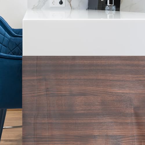 Papel autoadhesivo veta de madera marrón para renovar encimeras 8