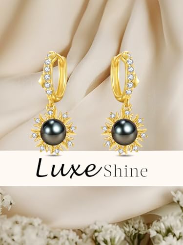 AAAAA Tahitian Black Pearl Upward Inspired Sun Earring For Women,925 Silver Saltwater Pearl Jewelry, Gift For Friend Mother Wife4