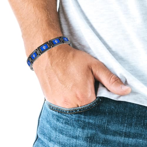 MasonicMan Black Titanium Freemasonry Gold Masonic Magnetic Bracelet with Ajusting Tool and Gift Box2