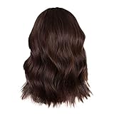 Sandistore T3 Hair Dryer Wigs Black Wig Full Bob Wave Wig Curly Natural Short Women's Brazilian wig 360 Lace Frontal Closure Curly (Brown, One Size)