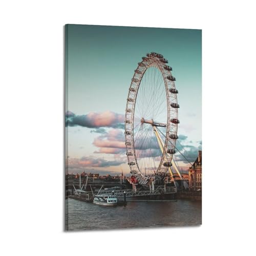 Poster rétro L'œil de Londres au crépuscule pour revivre la magie des voyages en chambre