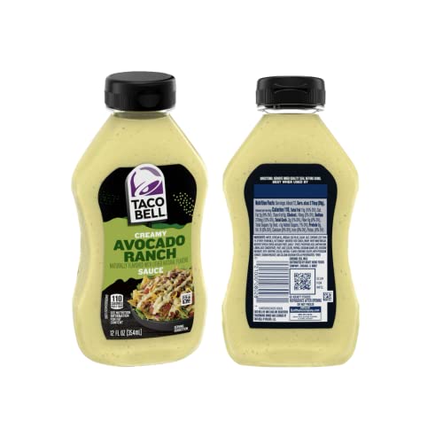 Taco Bell Creamy Sauce Bundle Chipotle/Avocado, One (1) 12Oz Taco Bell Creamy Chipotle, One (1) 12Oz Taco Bell Creamy Avocado Ranch Sauce, One (1) 1 Oz Packet Of Taco Bell Original Seasoning And One (1) Taco Holder #TOP2