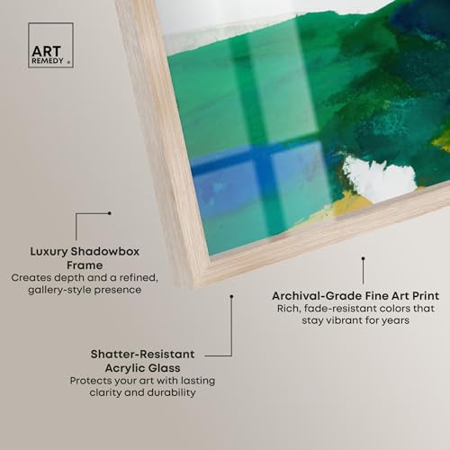 Art moderne pour salon solution murale Rainbow Melt Set ensemble shadowbox cadre blond - 4