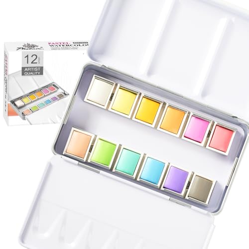 PHOENIX Pastel Watercolor Paint Set - 12 Half Pan Soft