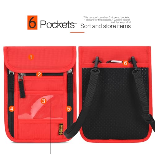 Image of Neck Wallet Lightweight RFID Blocking Waterproof Travel Pouch Passport Wallets for Women Men